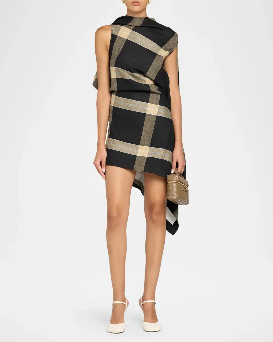 Loewe Draped Check Dress | Thumbnail 2 Loewe Draped Check Dress | Thumbnail 2