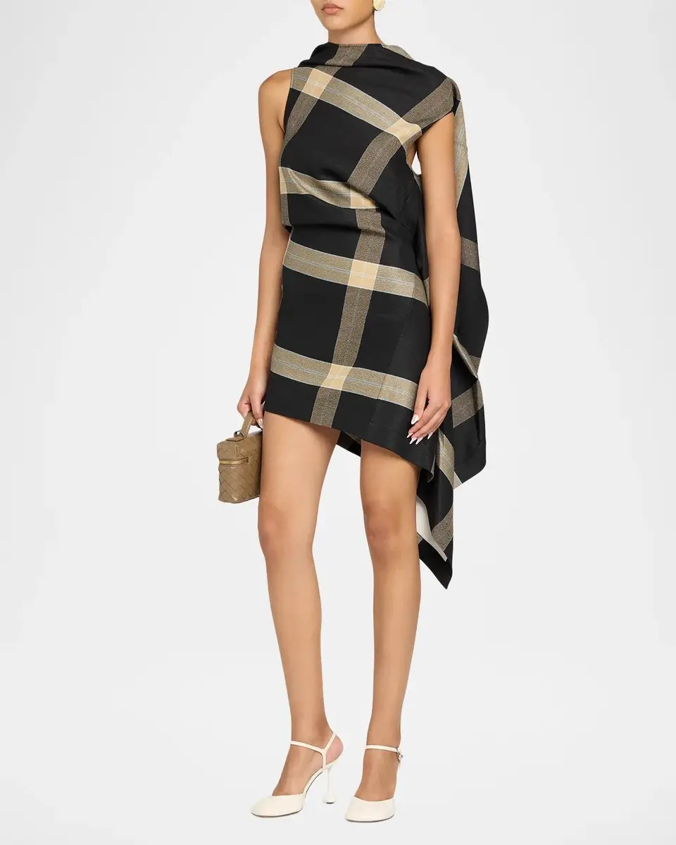 Loewe Draped Check Dress | Thumbnail 4 Loewe Draped Check Dress | Thumbnail 4