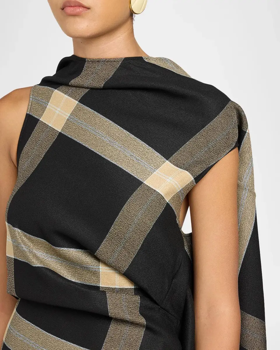 Loewe Draped Check Dress | Thumbnail 5 Loewe Draped Check Dress | Thumbnail 5