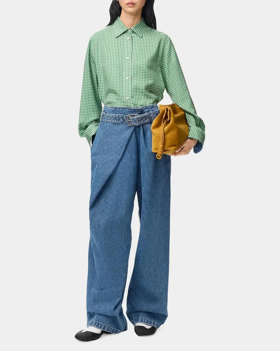 Loewe Draped Washed-Cotton Belted Jeans | Thumbnail 2 Loewe Draped Washed-Cotton Belted Jeans | Thumbnail 2