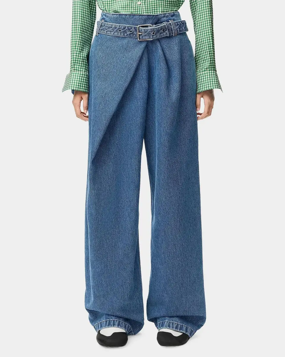 Loewe Draped Washed-Cotton Belted Jeans | Thumbnail 4 Loewe Draped Washed-Cotton Belted Jeans | Thumbnail 4