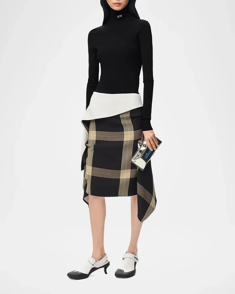 Loewe Plaid Asymmetric Knee-Length Skirt | Thumbnail 2 Loewe Plaid Asymmetric Knee-Length Skirt | Thumbnail 2