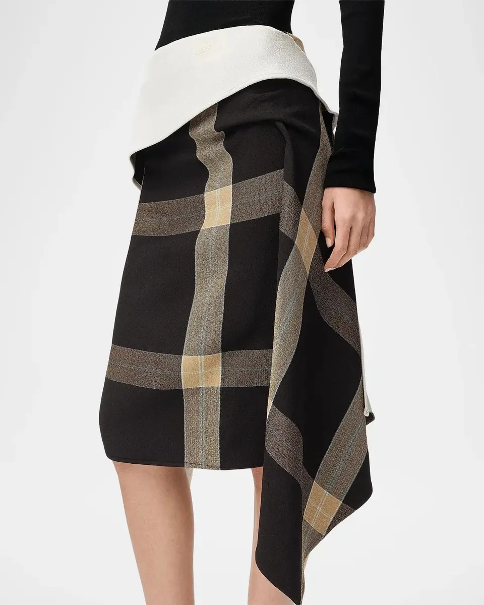 Loewe Plaid Asymmetric Knee-Length Skirt | Thumbnail 5 Loewe Plaid Asymmetric Knee-Length Skirt | Thumbnail 5