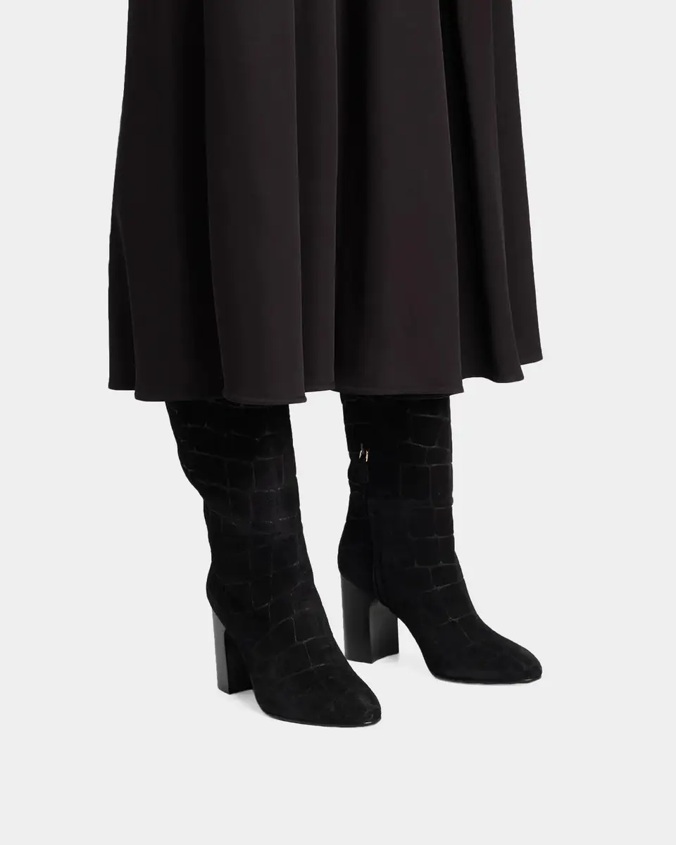 Stuart Weitzman 85mm Mulberry Croc-Embossed Suede Knee-High Boots | Thumbnail 2 Stuart Weitzman 85mm Mulberry Croc-Embossed Suede Knee-High Boots | Thumbnail 2