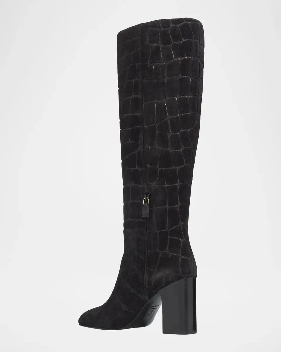 Stuart Weitzman 85mm Mulberry Croc-Embossed Suede Knee-High Boots | Thumbnail 4 Stuart Weitzman 85mm Mulberry Croc-Embossed Suede Knee-High Boots | Thumbnail 4