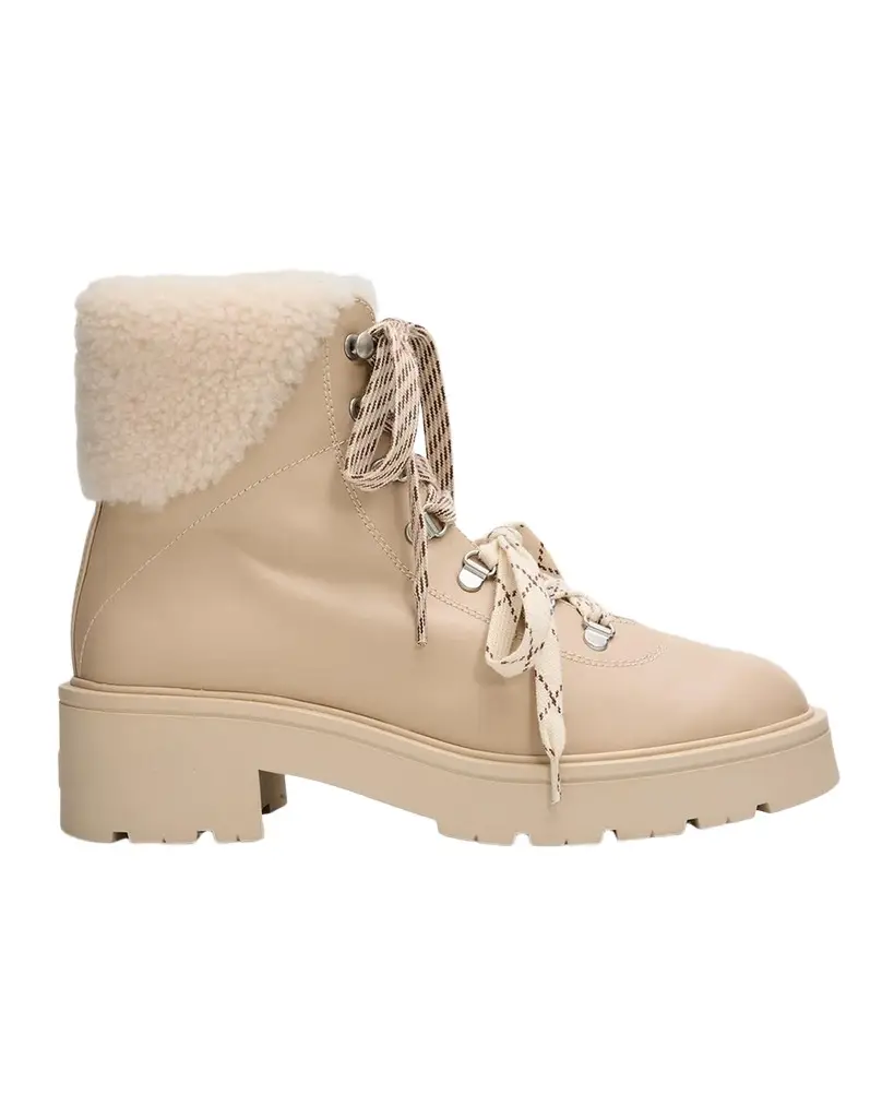 Stuart Weitzman Ren Shearling-Lined Leather Hiker Boots