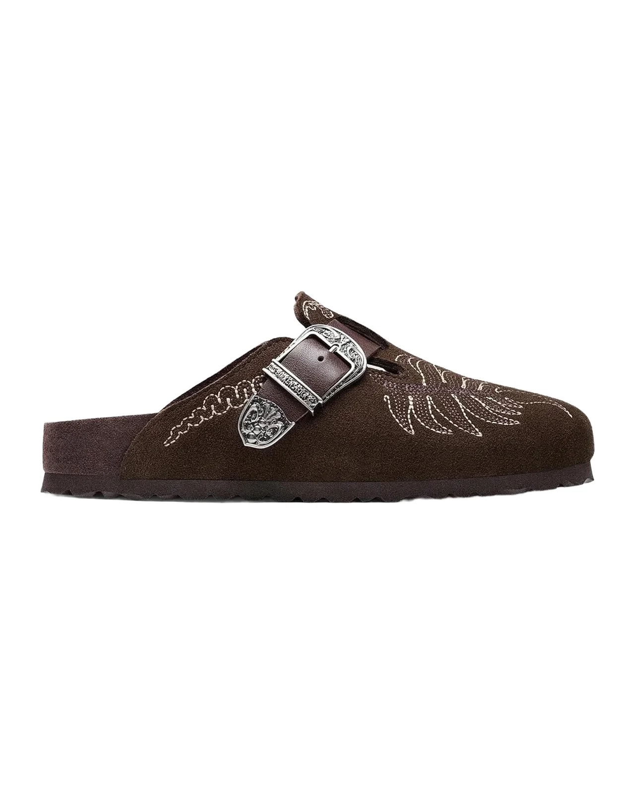 x Birkenstock Boston Embroidered Suede Clogs x Birkenstock Boston Embroidered Suede Clogs