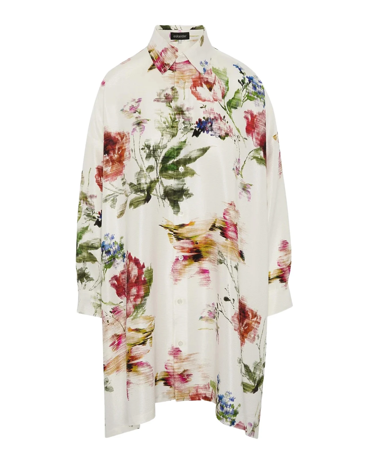 Wide A-Line Shirt With Collar - Long Plus Length Wide A-Line Shirt With Collar - Long Plus Length