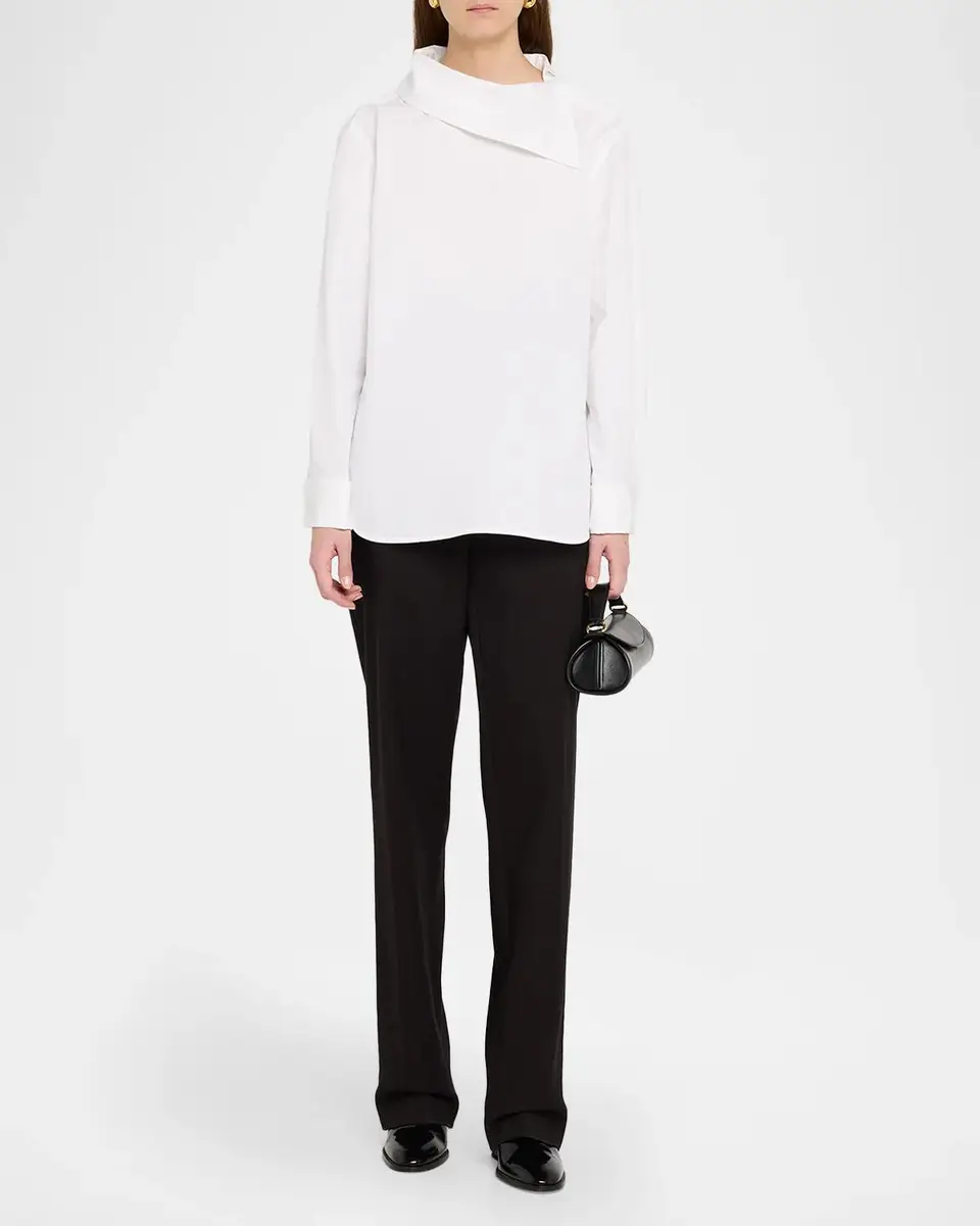 Bottega Veneta Asymmetric-Collar Compact Cotton Shirt | Thumbnail 2 Bottega Veneta Asymmetric-Collar Compact Cotton Shirt | Thumbnail 2