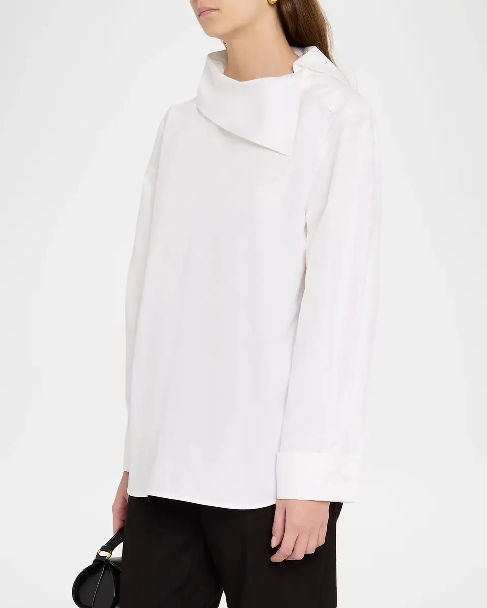 Bottega Veneta Asymmetric-Collar Compact Cotton Shirt | Thumbnail 4 Bottega Veneta Asymmetric-Collar Compact Cotton Shirt | Thumbnail 4