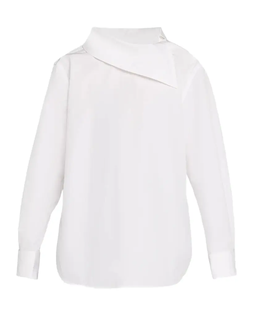 Bottega Veneta Asymmetric-Collar Compact Cotton Shirt | Thumbnail 1 Bottega Veneta Asymmetric-Collar Compact Cotton Shirt | Thumbnail 1