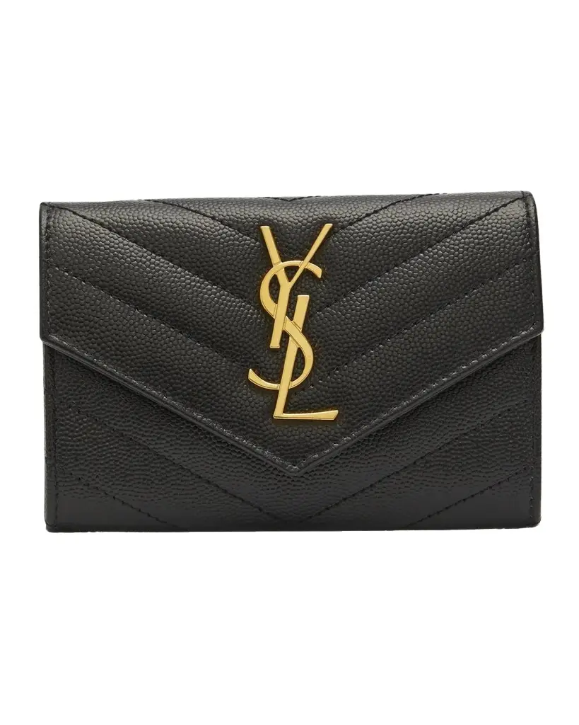 Saint Laurent Small Logo Quilted Leather Clutch
