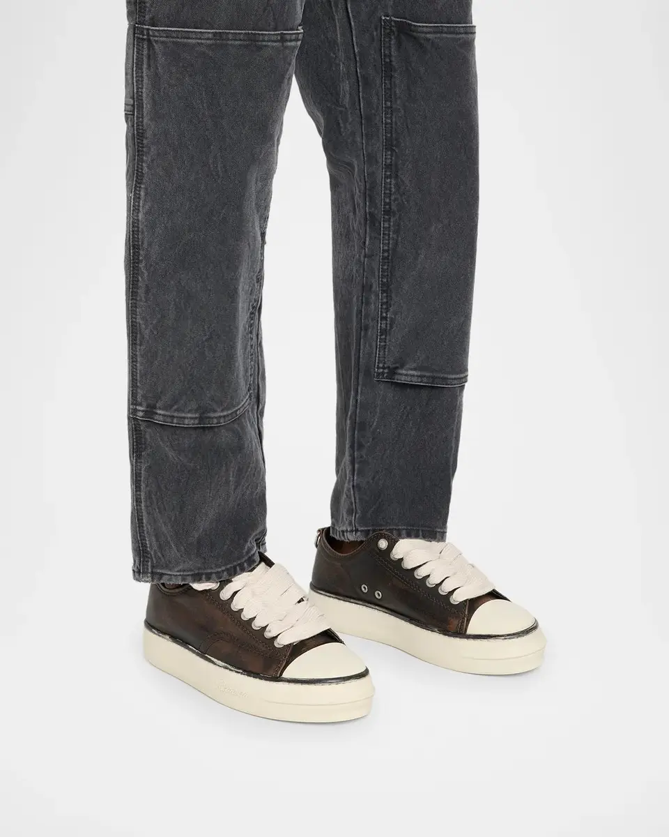 Represent Men's Cap-Toe Distressed Leather Low-Top Sneakers | Thumbnail 2 Represent Men's Cap-Toe Distressed Leather Low-Top Sneakers | Thumbnail 2