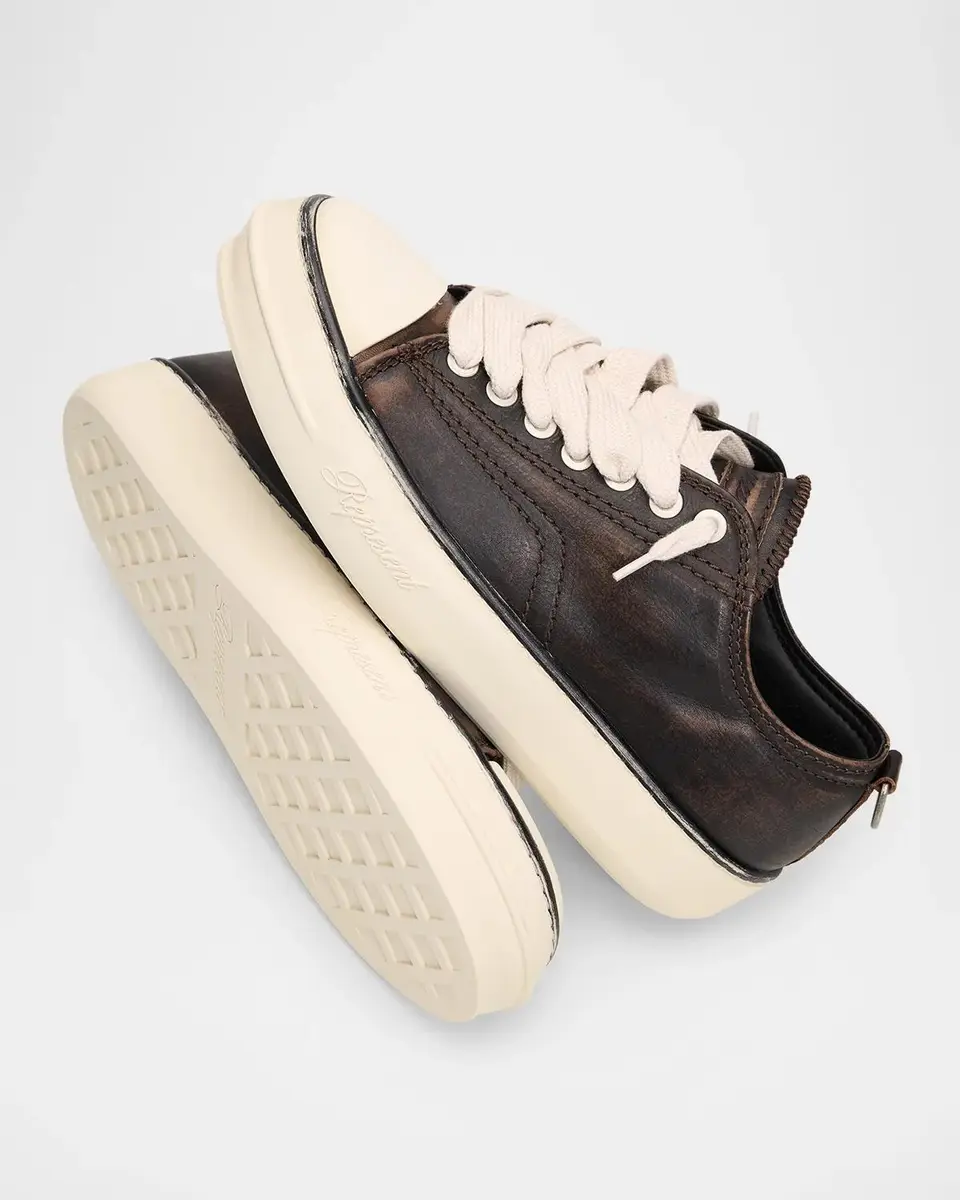 Represent Men's Cap-Toe Distressed Leather Low-Top Sneakers | Thumbnail 6 Represent Men's Cap-Toe Distressed Leather Low-Top Sneakers | Thumbnail 6