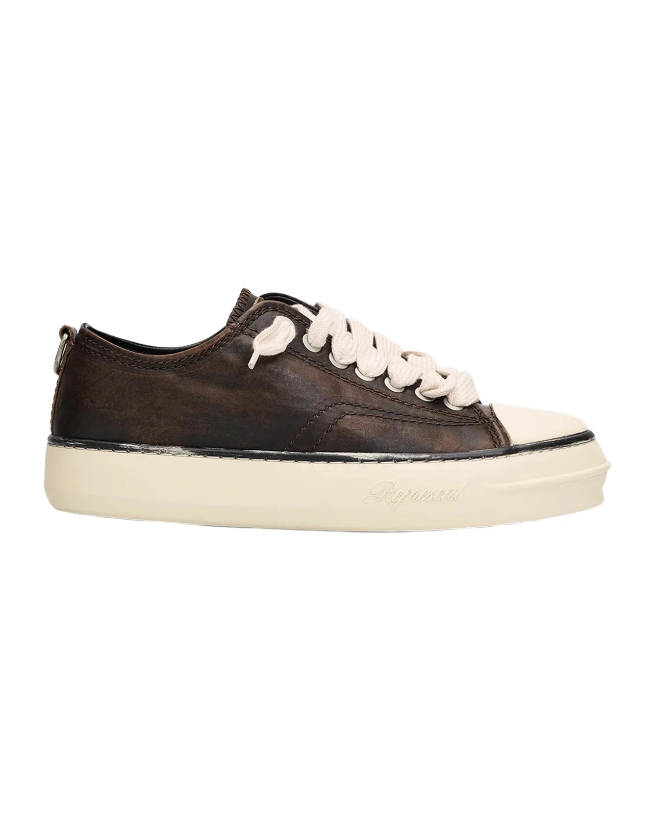 Represent Men's Cap-Toe Distressed Leather Low-Top Sneakers