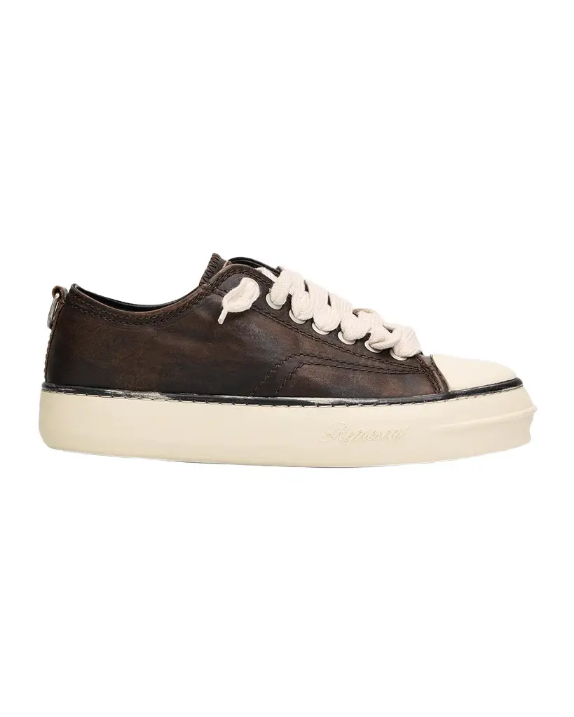 Men's Cap-Toe Distressed Leather Low-Top Sneakers Men's Cap-Toe Distressed Leather Low-Top Sneakers