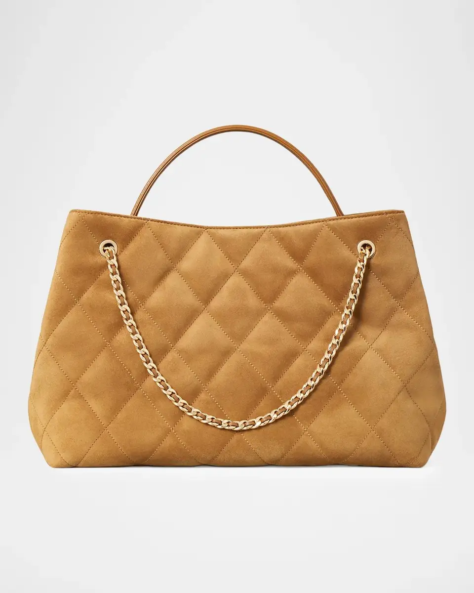 Tory Burch Fleming Quilted Suede Carryall Bag | Thumbnail 4 Tory Burch Fleming Quilted Suede Carryall Bag | Thumbnail 4