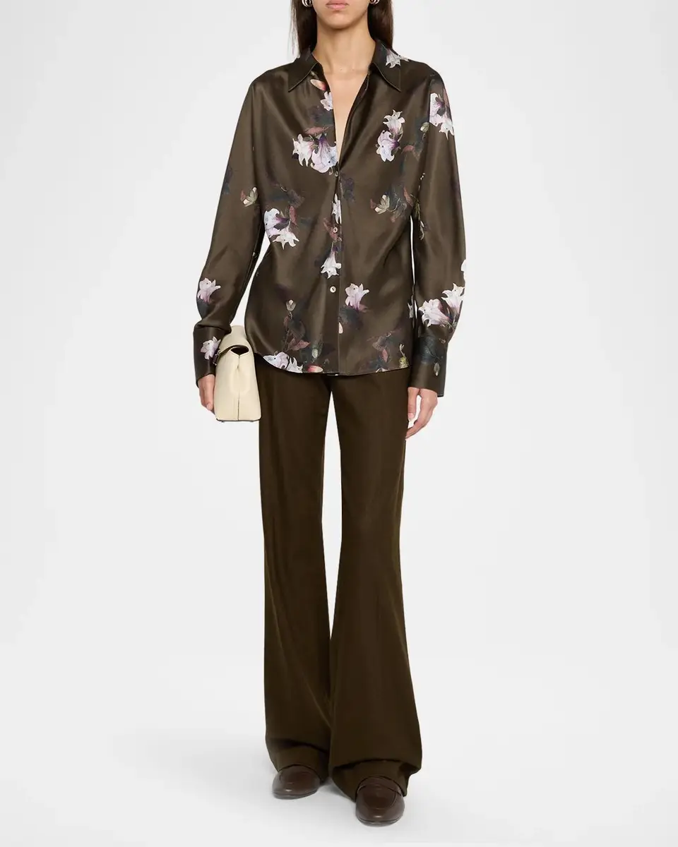 Vince Lily Vine Silk Bias Long-Sleeve Blouse | Thumbnail 2 Vince Lily Vine Silk Bias Long-Sleeve Blouse | Thumbnail 2