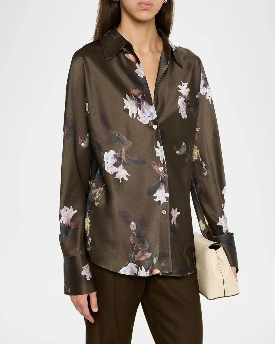 Vince Lily Vine Silk Bias Long-Sleeve Blouse | Thumbnail 4 Vince Lily Vine Silk Bias Long-Sleeve Blouse | Thumbnail 4