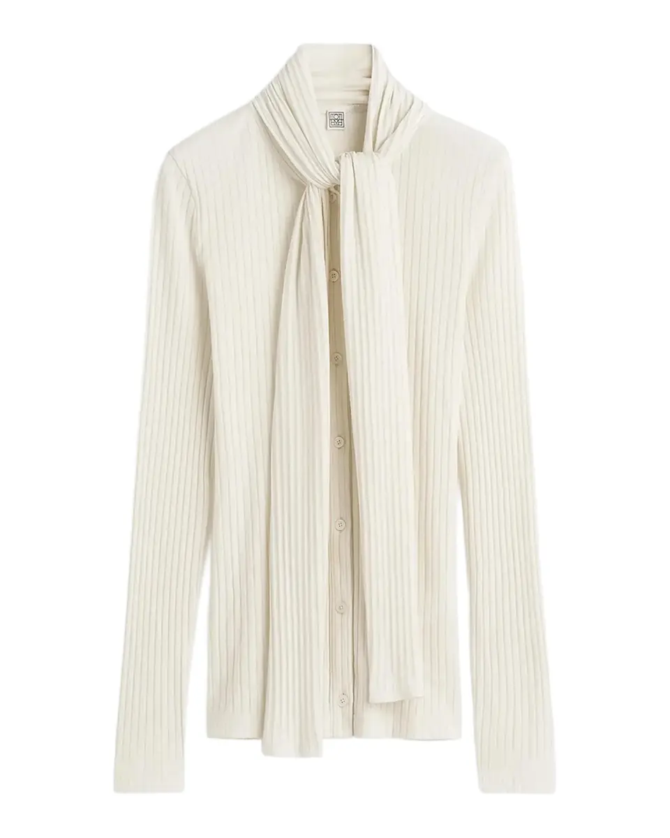 TOTEME Ribbed Bow Blouse | Thumbnail 2 TOTEME Ribbed Bow Blouse | Thumbnail 2