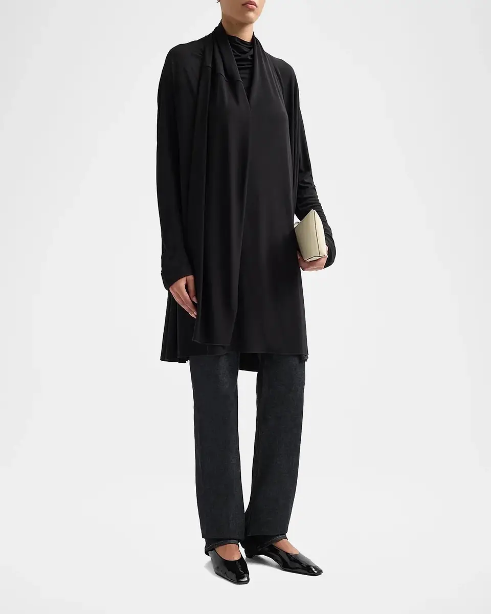 TOTEME Scarf-Trim Jersey Knee-Length Dress | Thumbnail 4 TOTEME Scarf-Trim Jersey Knee-Length Dress | Thumbnail 4