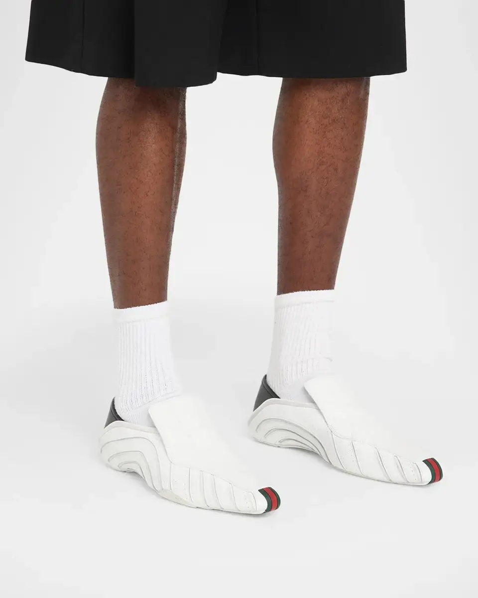 Gucci Men's Miami Leather Web Slip-On Sneakers | Thumbnail 2 Gucci Men's Miami Leather Web Slip-On Sneakers | Thumbnail 2