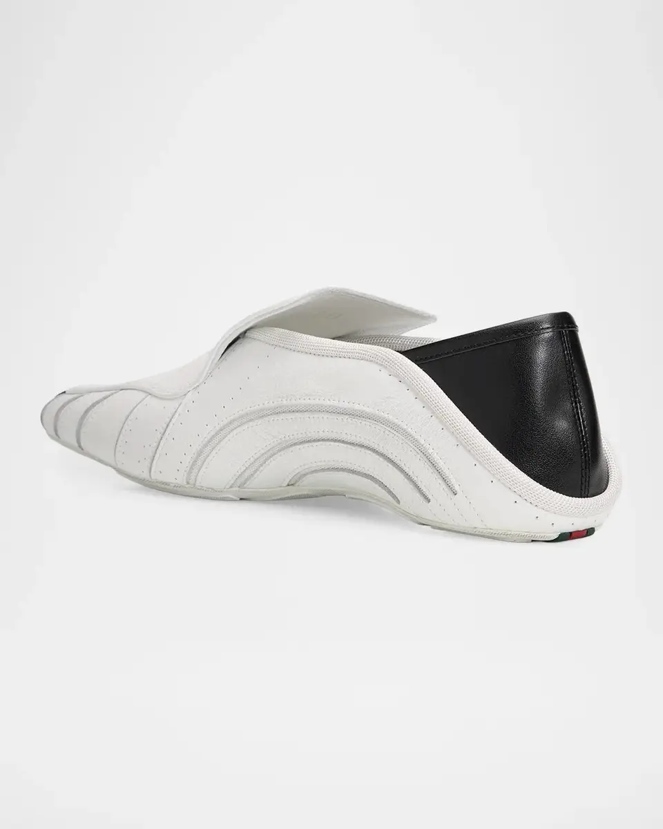 Gucci Men's Miami Leather Web Slip-On Sneakers | Thumbnail 4 Gucci Men's Miami Leather Web Slip-On Sneakers | Thumbnail 4