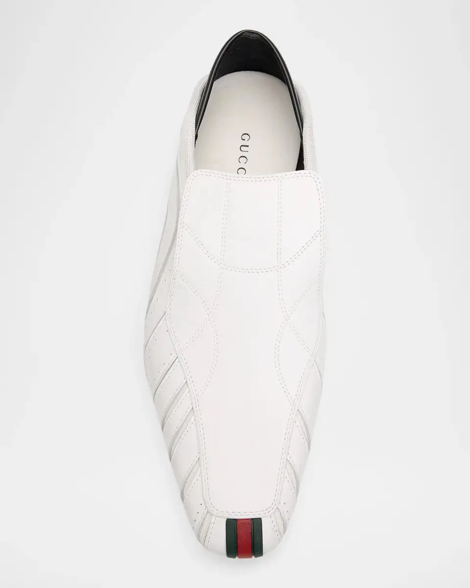 Gucci Men's Miami Leather Web Slip-On Sneakers | Thumbnail 5 Gucci Men's Miami Leather Web Slip-On Sneakers | Thumbnail 5