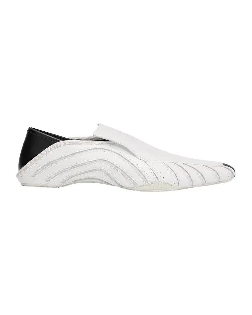 Gucci Men's Miami Leather Web Slip-On Sneakers