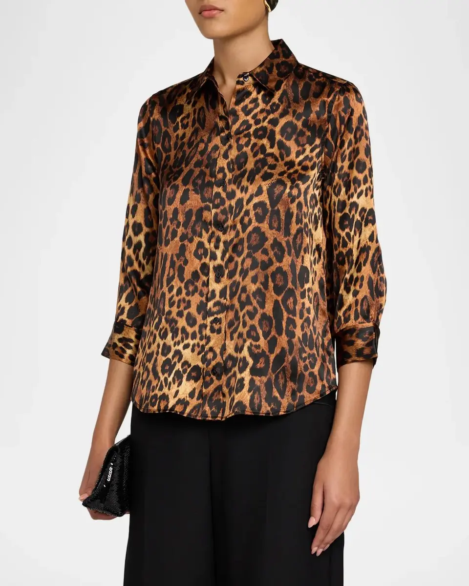 L'Agence Dani 3/4-Sleeve Leopard Blouse | Thumbnail 4 L'Agence Dani 3/4-Sleeve Leopard Blouse | Thumbnail 4