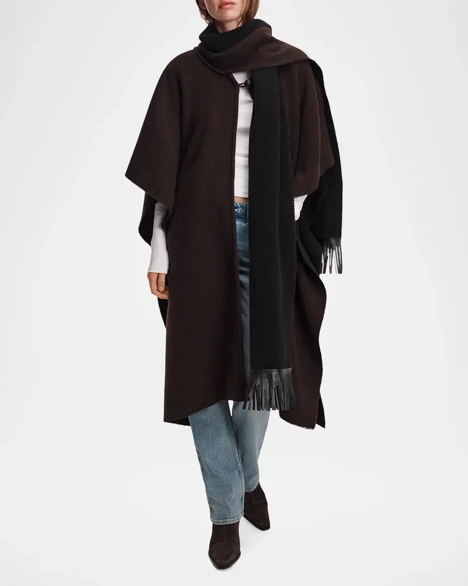 rag & bone Brooke Leather-Fringed Scarf Wool Poncho | Thumbnail 4 rag & bone Brooke Leather-Fringed Scarf Wool Poncho | Thumbnail 4