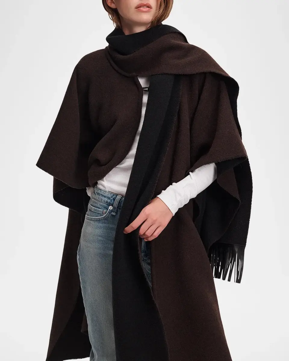 rag & bone Brooke Leather-Fringed Scarf Wool Poncho | Thumbnail 5 rag & bone Brooke Leather-Fringed Scarf Wool Poncho | Thumbnail 5