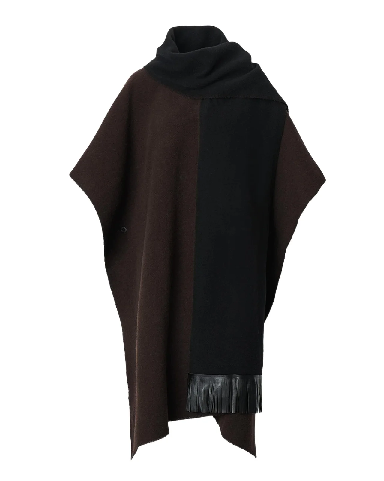 rag & bone Brooke Leather-Fringed Scarf Wool Poncho