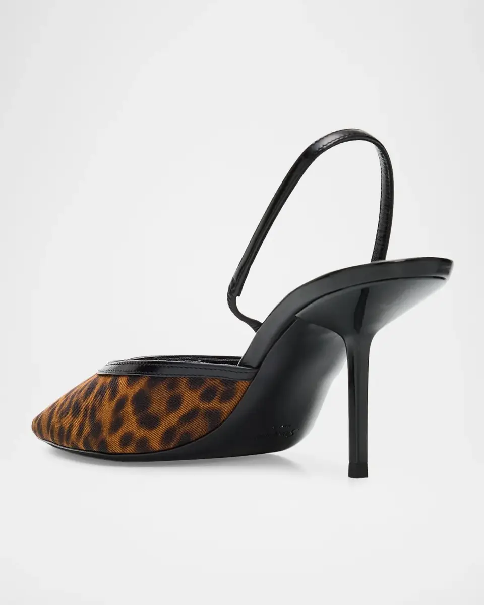 Saint Laurent 75mm Leopard Grosgrain Slingback Pumps | Thumbnail 4 Saint Laurent 75mm Leopard Grosgrain Slingback Pumps | Thumbnail 4