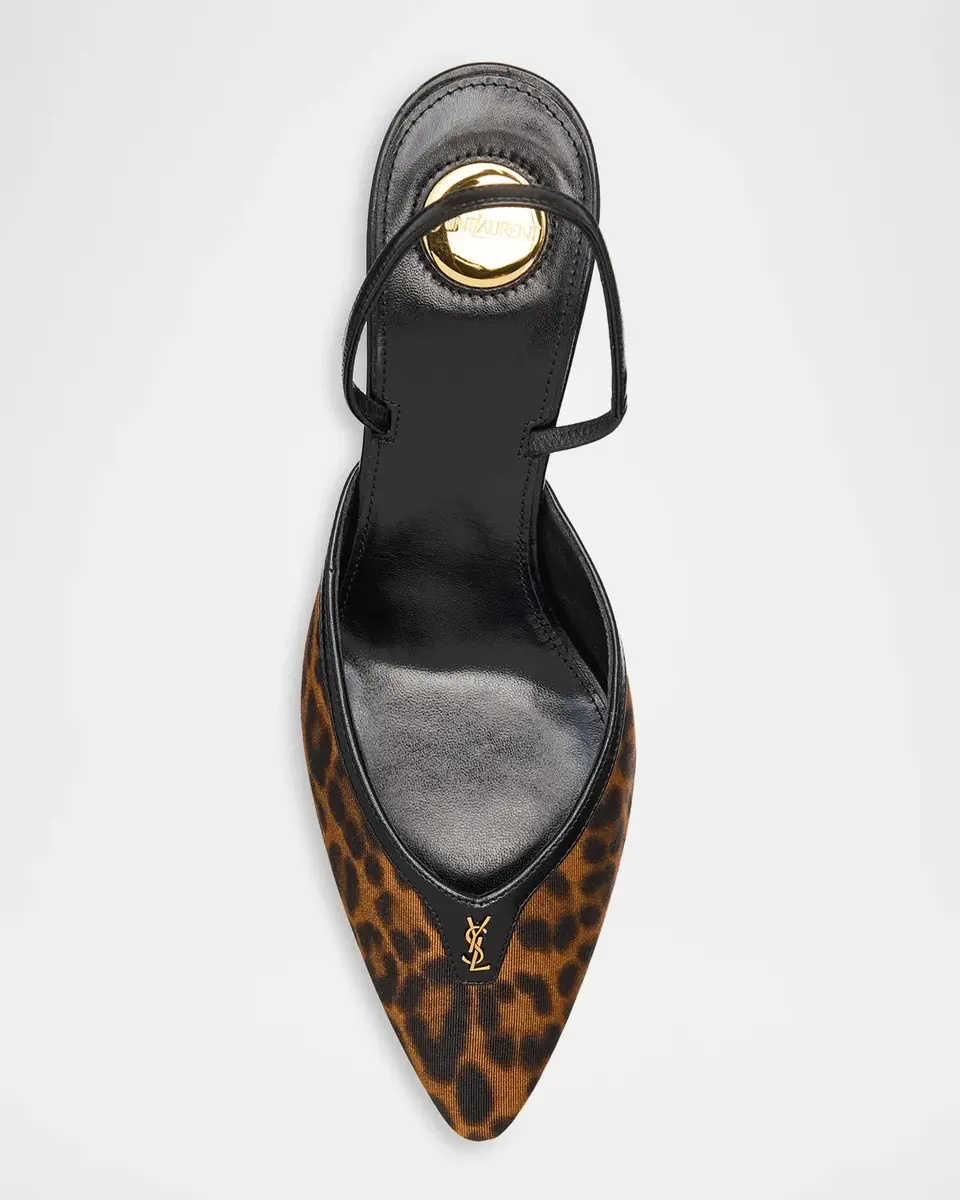 Saint Laurent 75mm Leopard Grosgrain Slingback Pumps | Thumbnail 5 Saint Laurent 75mm Leopard Grosgrain Slingback Pumps | Thumbnail 5