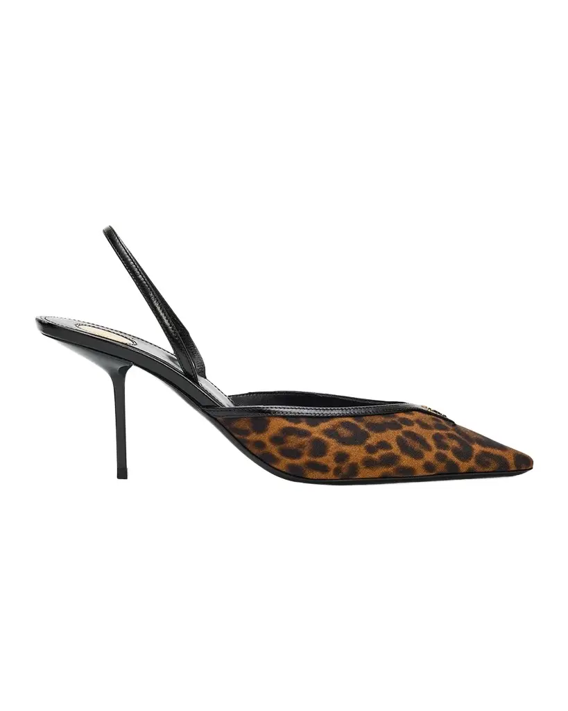 75mm Leopard Grosgrain Slingback Pumps 75mm Leopard Grosgrain Slingback Pumps