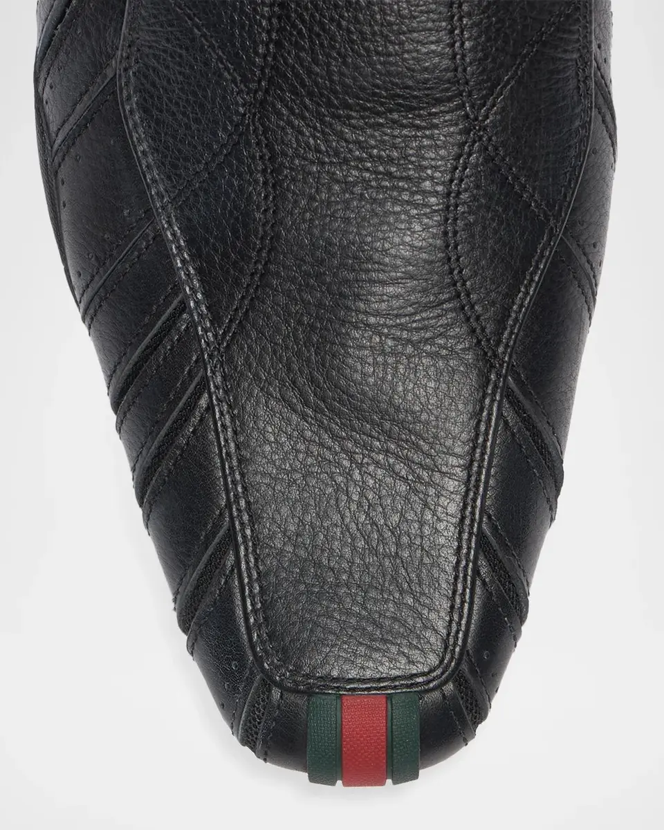 Gucci Men's Miami Leather Web Slip-On Sneakers | Thumbnail 3