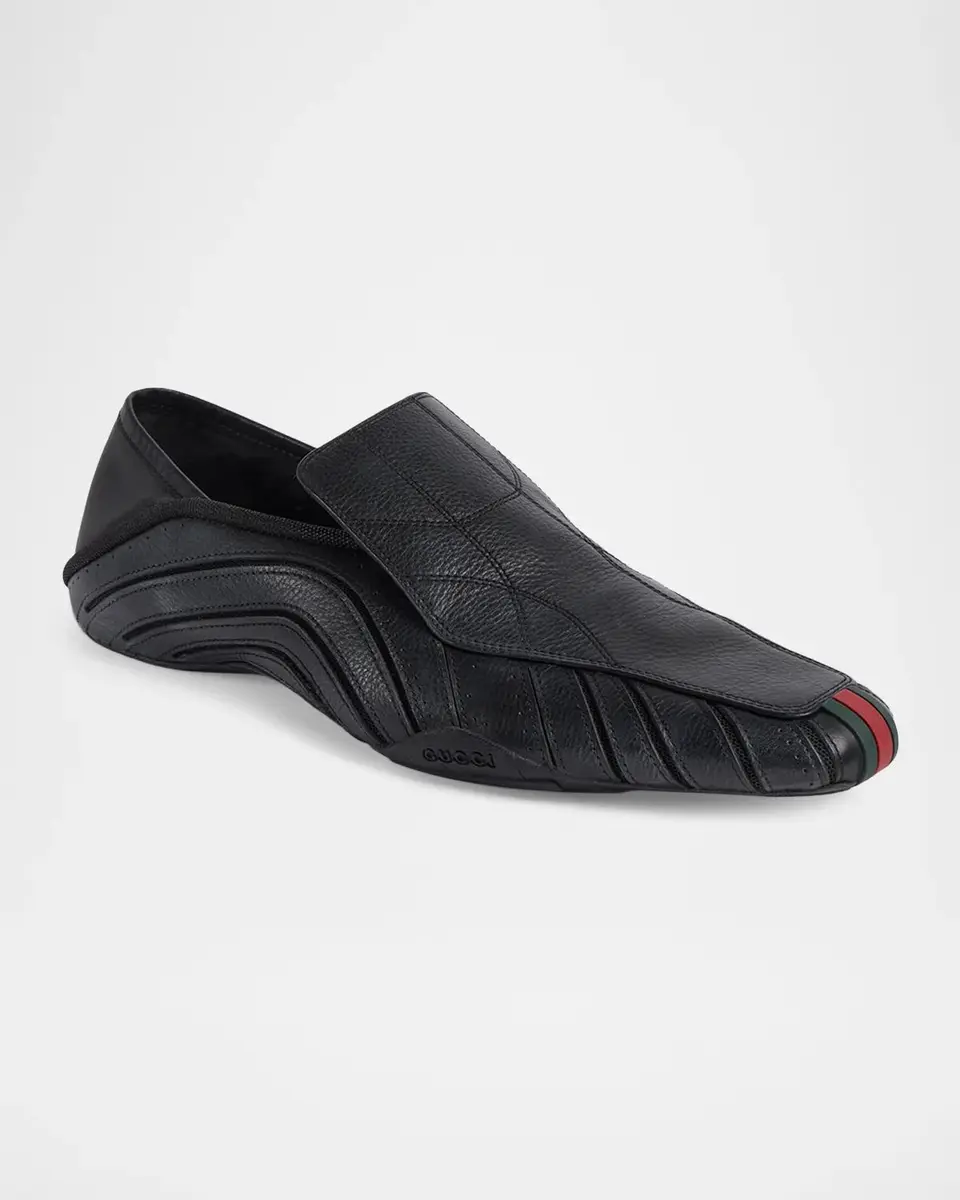 Gucci Men's Miami Leather Web Slip-On Sneakers | Thumbnail 6