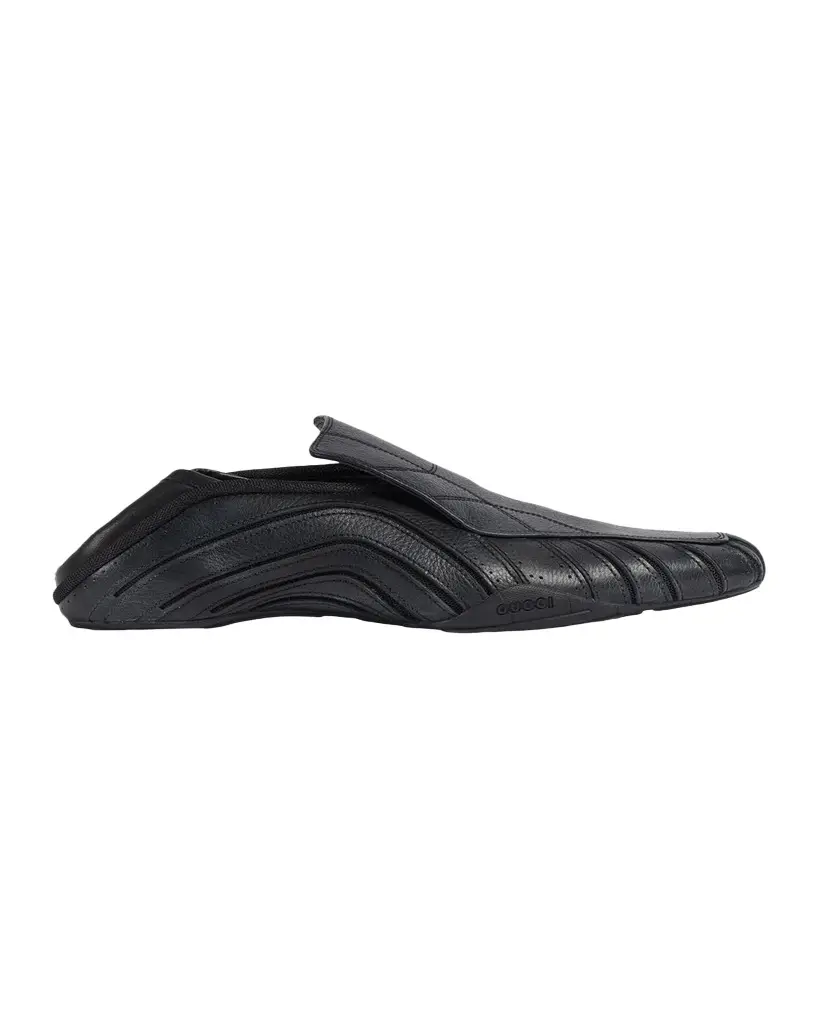 Gucci Men's Miami Leather Web Slip-On Sneakers