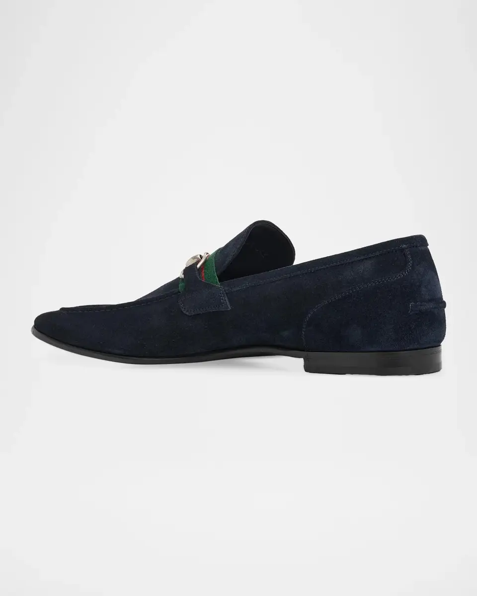Gucci Men's Como Suede Web Bit Loafers | Thumbnail 2 Gucci Men's Como Suede Web Bit Loafers | Thumbnail 2