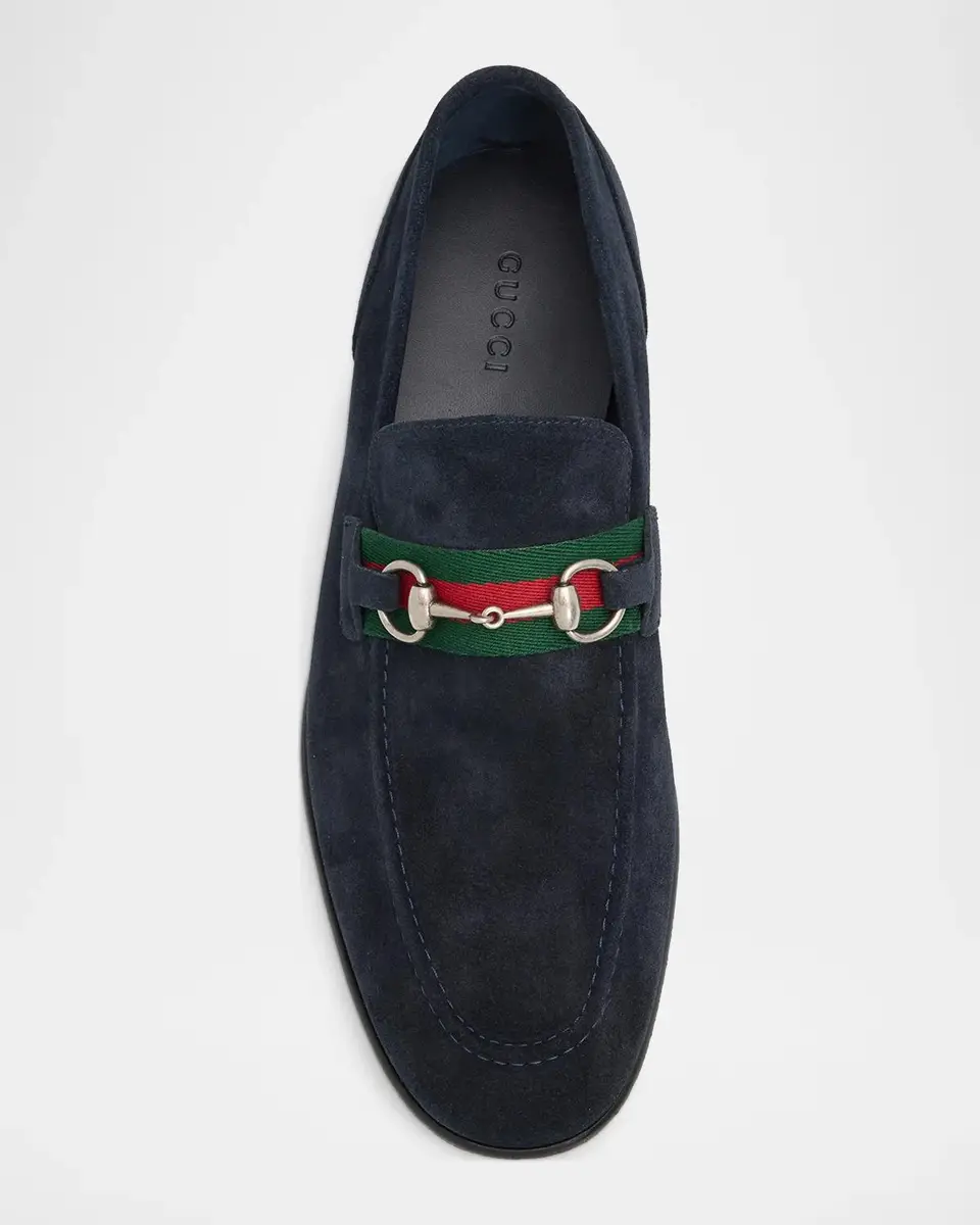 Gucci Men's Como Suede Web Bit Loafers | Thumbnail 3 Gucci Men's Como Suede Web Bit Loafers | Thumbnail 3