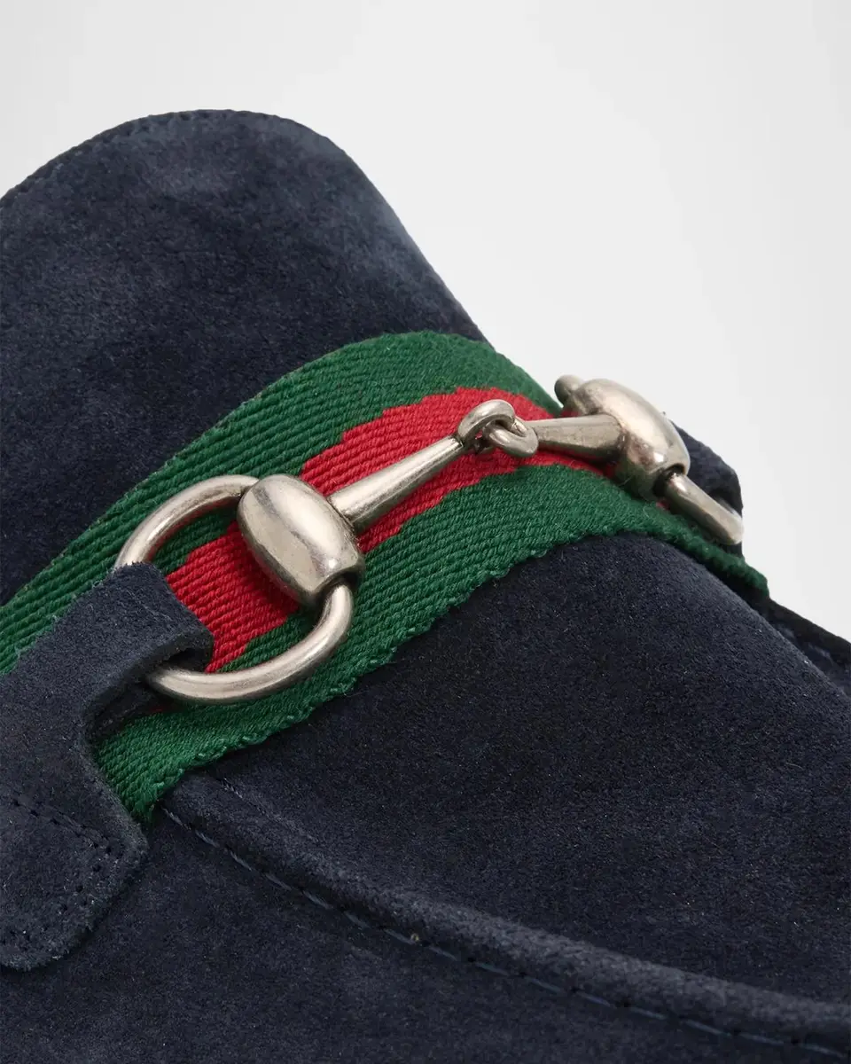 Gucci Men's Como Suede Web Bit Loafers | Thumbnail 4 Gucci Men's Como Suede Web Bit Loafers | Thumbnail 4