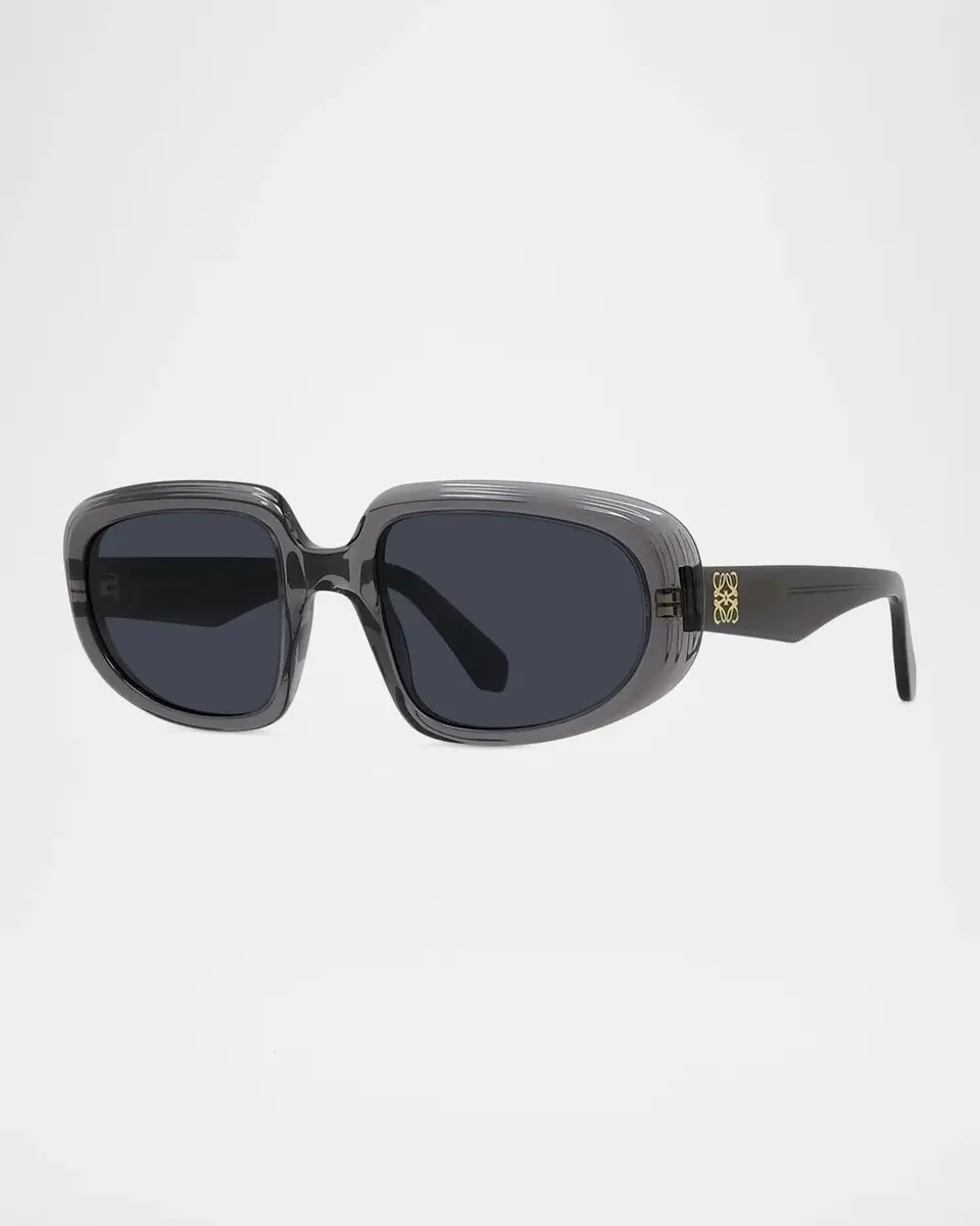 Loewe Men's Anagram-Temple Acetate Oval Sunglasses | Thumbnail 3