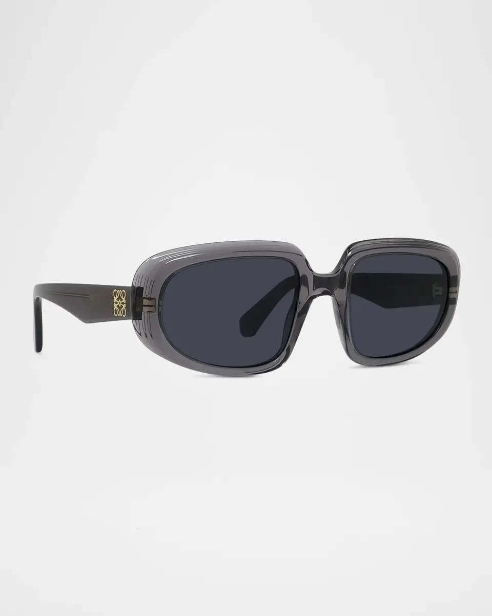 Loewe Men's Anagram-Temple Acetate Oval Sunglasses | Thumbnail 8