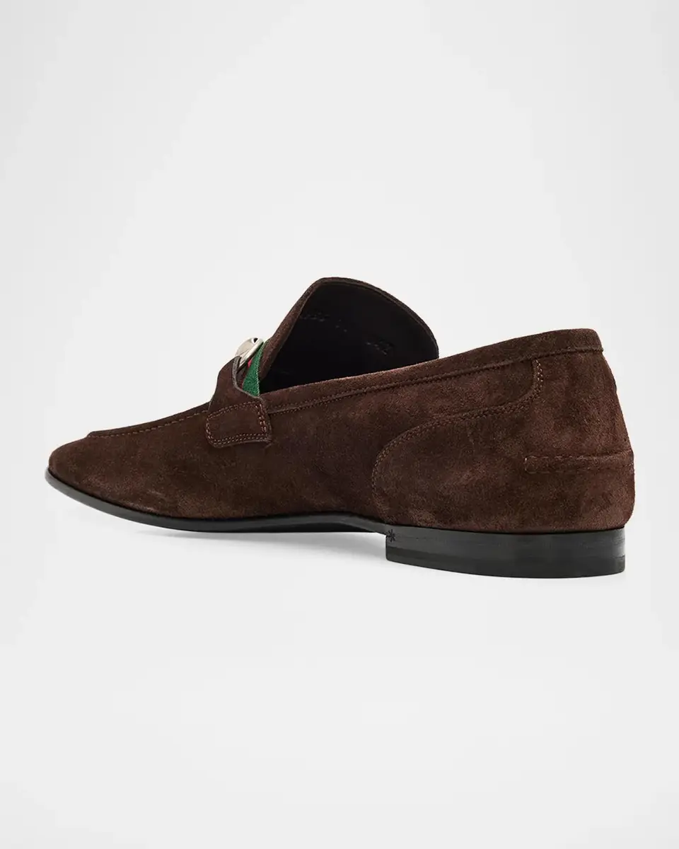 Gucci Men's Como Suede Web Bit Loafers | Thumbnail 4 Gucci Men's Como Suede Web Bit Loafers | Thumbnail 4