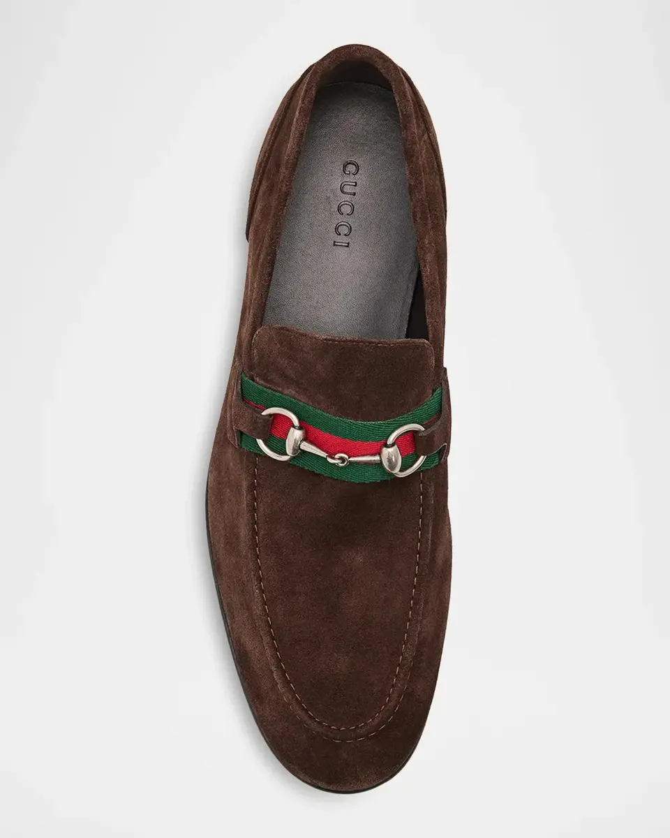 Gucci Men's Como Suede Web Bit Loafers | Thumbnail 5 Gucci Men's Como Suede Web Bit Loafers | Thumbnail 5