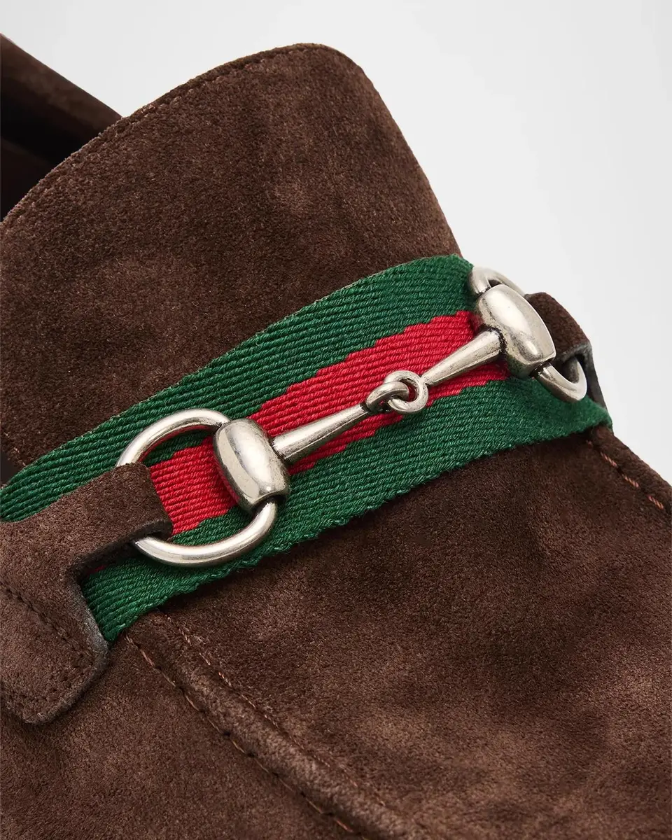 Gucci Men's Como Suede Web Bit Loafers | Thumbnail 6 Gucci Men's Como Suede Web Bit Loafers | Thumbnail 6