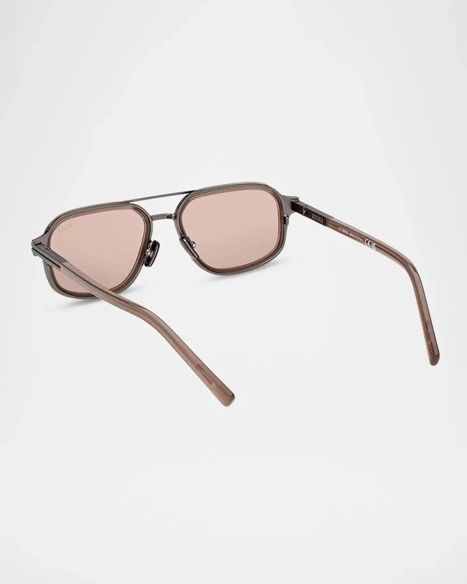 Zegna Men's EZ0320 Metal Navigator Sunglasses | Thumbnail 2 Zegna Men's EZ0320 Metal Navigator Sunglasses | Thumbnail 2
