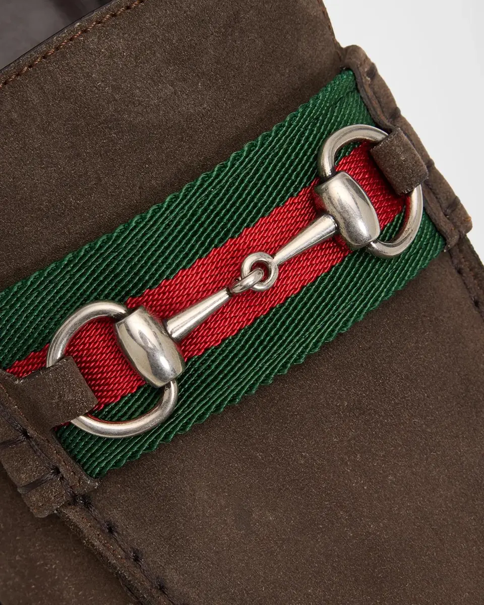 Gucci Men's Sylke Suede Web Bit Loafers | Thumbnail 6 Gucci Men's Sylke Suede Web Bit Loafers | Thumbnail 6