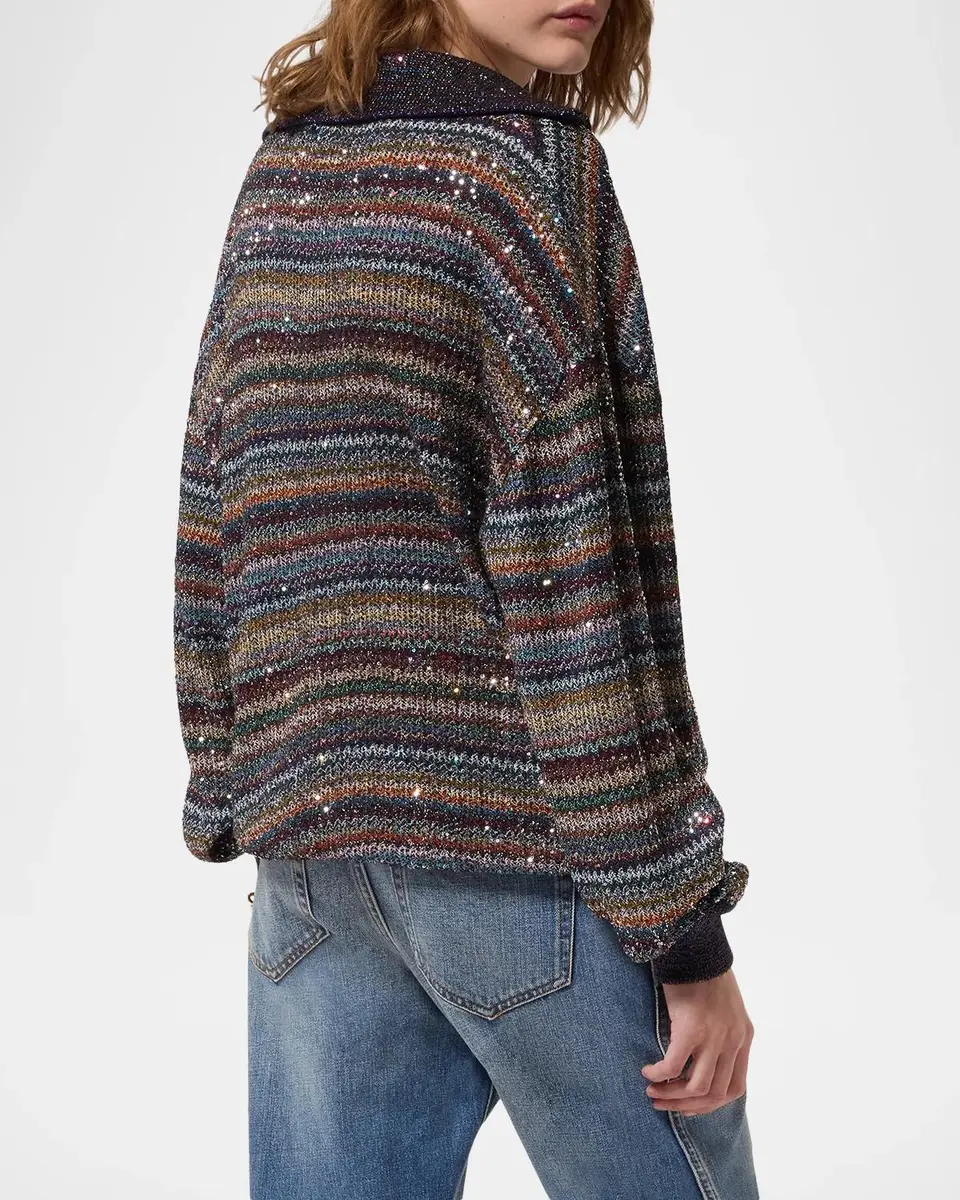 Missoni Viscose Lame Polo Shirt | Thumbnail 3 Missoni Viscose Lame Polo Shirt | Thumbnail 3